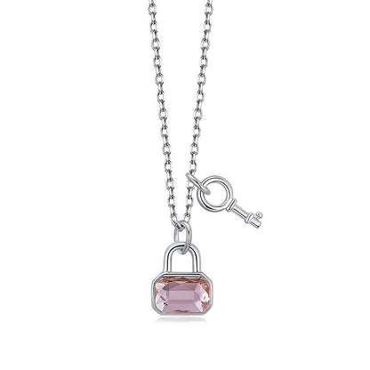 Heart lock key pendant clavicle chain