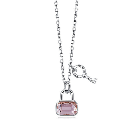 Heart lock key pendant clavicle chain