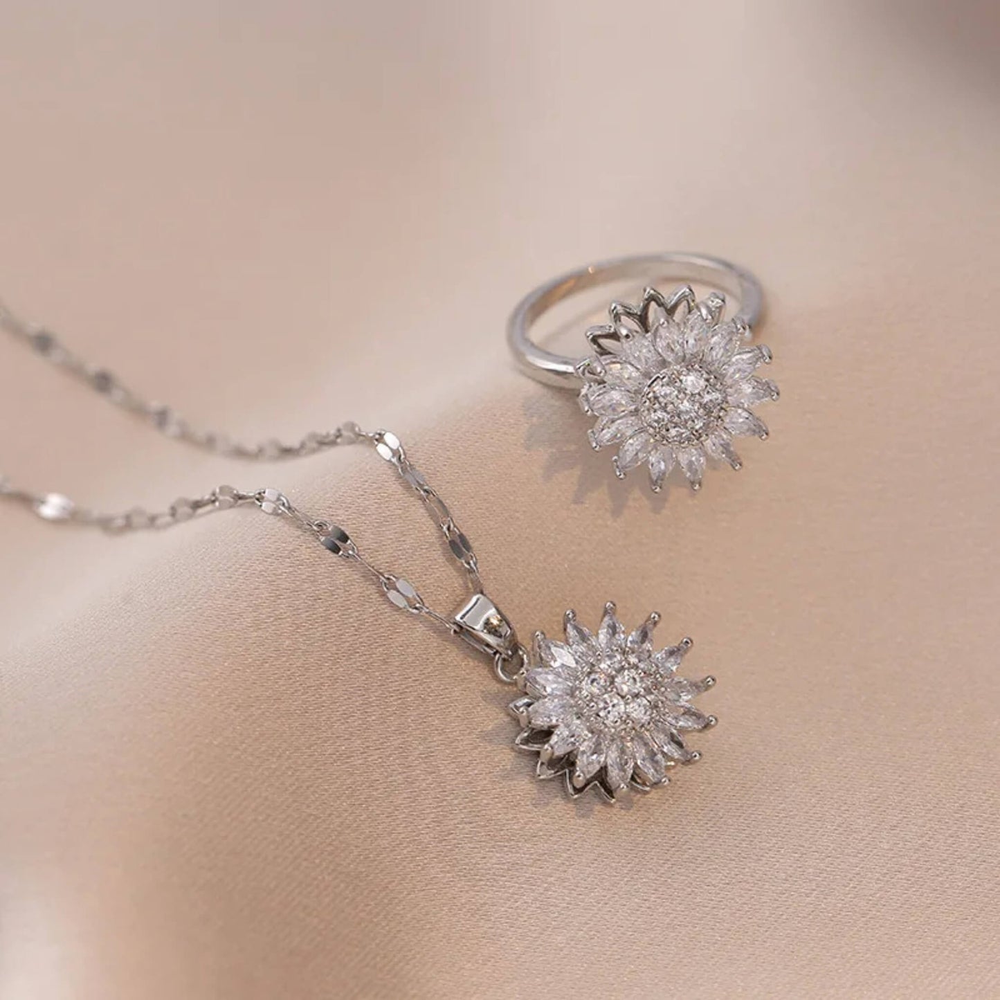 Sunflower Charm Stainless Steel Jewelry Set