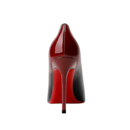 Sexy Red Bottom Stiletto Heels with a pointed toe, patent leather upper, rubber sole, and heel heights of 6CM, 8CM, and 10CM