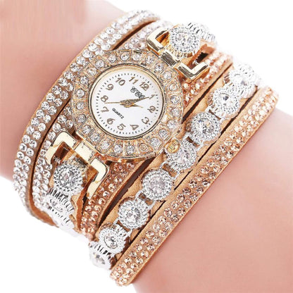 Rhinestone Leather Quartz Watch