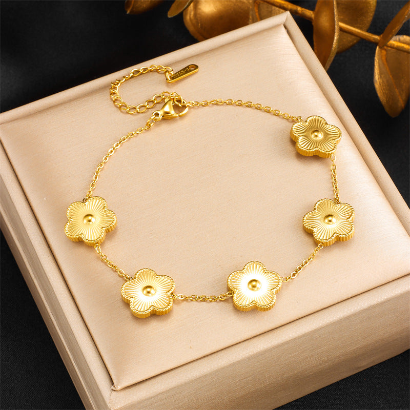 Gold-Plated Floral Chain Bracelet