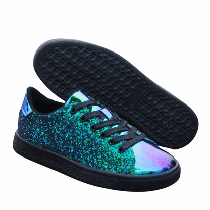 Color Sequin Street Low Shoes - Trendy low-profile shoes adorned with colorful sequins, perfect for making a stylish statement. Designed for casual wear, these shoes combine comfort and flair, ideal for adding a fun touch to any streetwear outfit