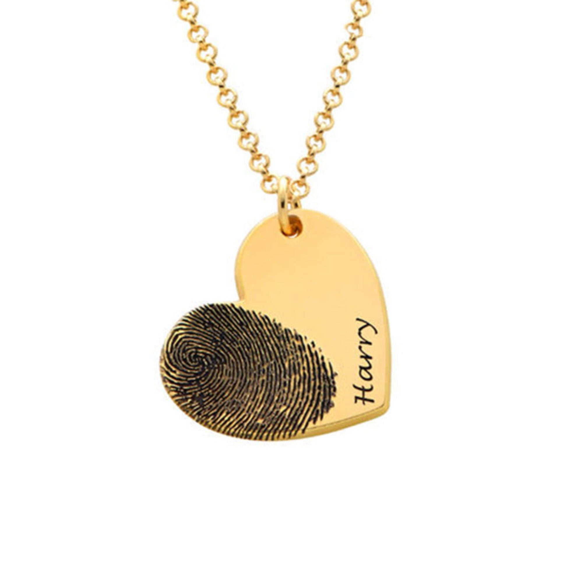 Personalized heart-shaped necklace featuring a unique fingerprint design, symbolizing love and connection. This custom piece is perfect for celebrating special moments and making a meaningful gift.