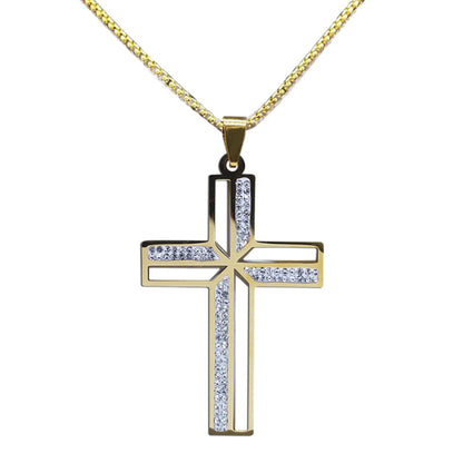 Bold diamond hip hop pendant necklace made of durable stainless steel, featuring a striking design that adds a touch of urban flair. Perfect for making a fashion statement and showcasing individual style.