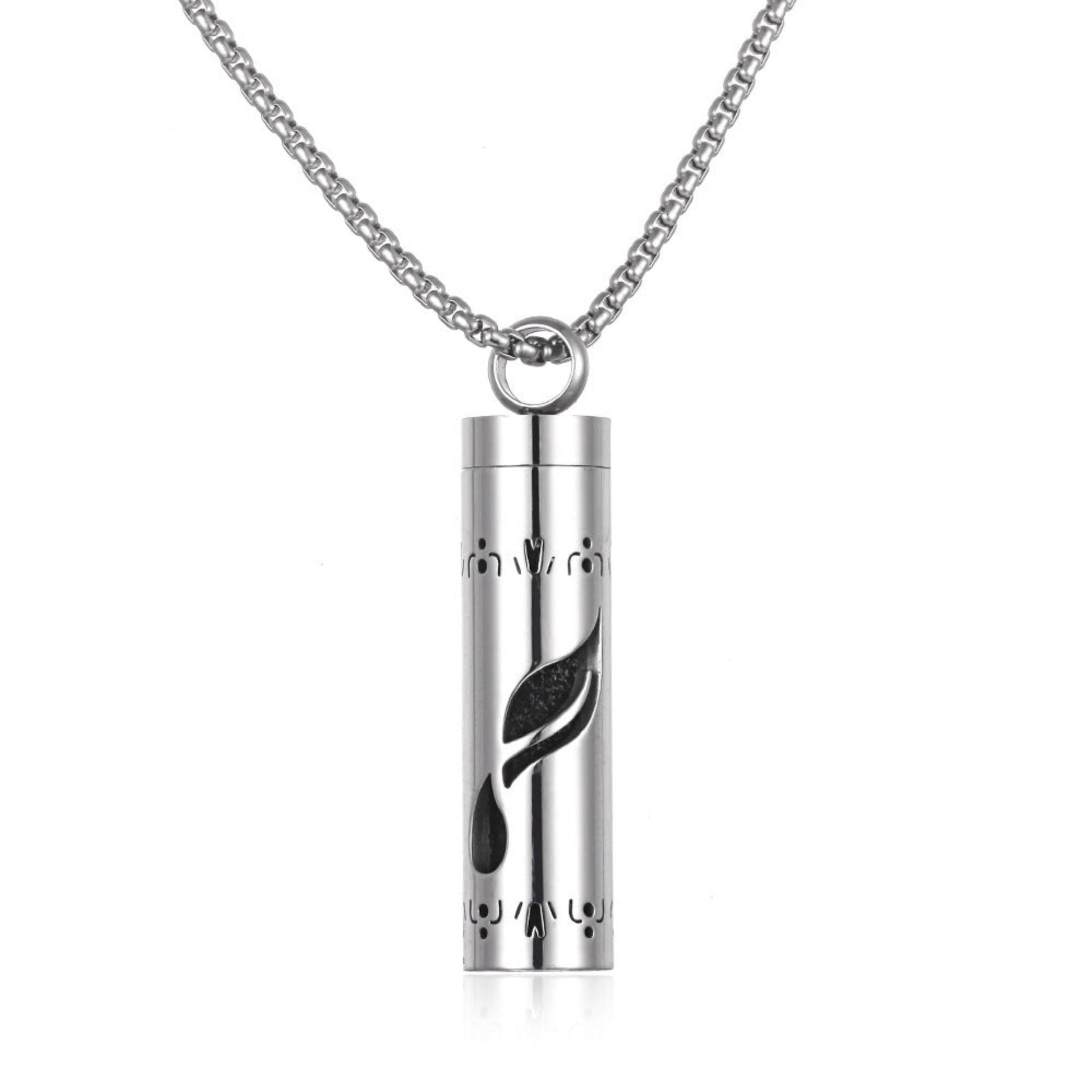 Stylish pendant necklace with an essential oil diffuser, featuring an intricate design that allows for a subtle release of fragrance, perfect for a personal, on-the-go aromatherapy experience.