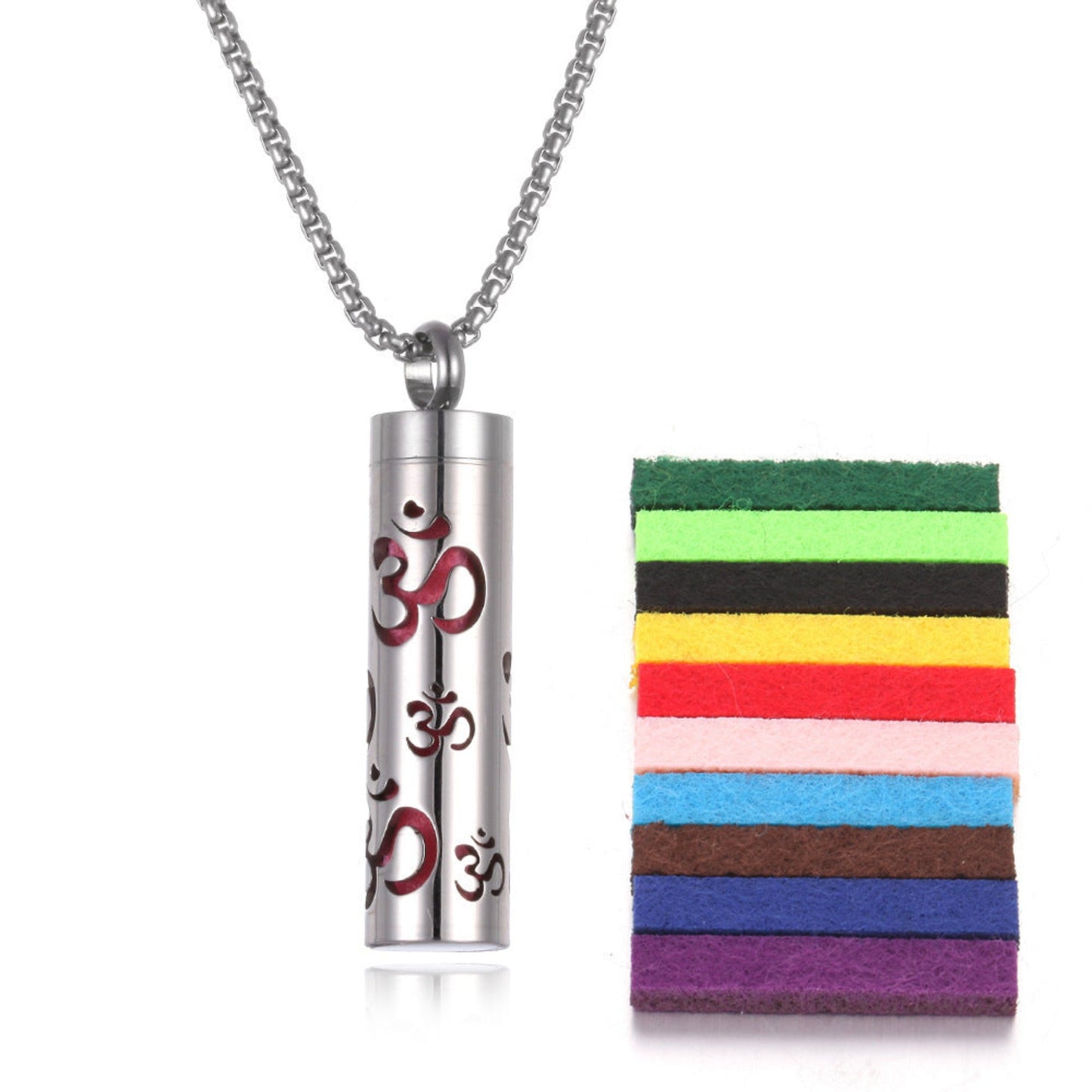 Stylish pendant necklace with an essential oil diffuser, featuring an intricate design that allows for a subtle release of fragrance, perfect for a personal, on-the-go aromatherapy experience.