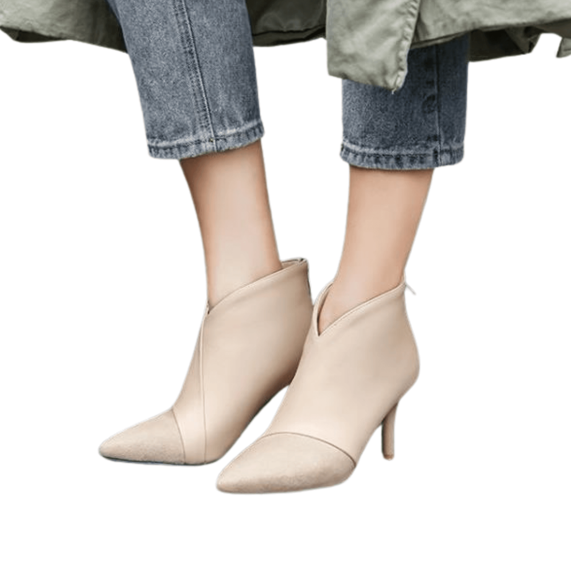 Elegant and versatile pointed-toe ankle boots for women, featuring stylish stitching details. These chic, minimalist boots offer comfort and sophistication, perfect for pairing with casual or dressy outfits alike