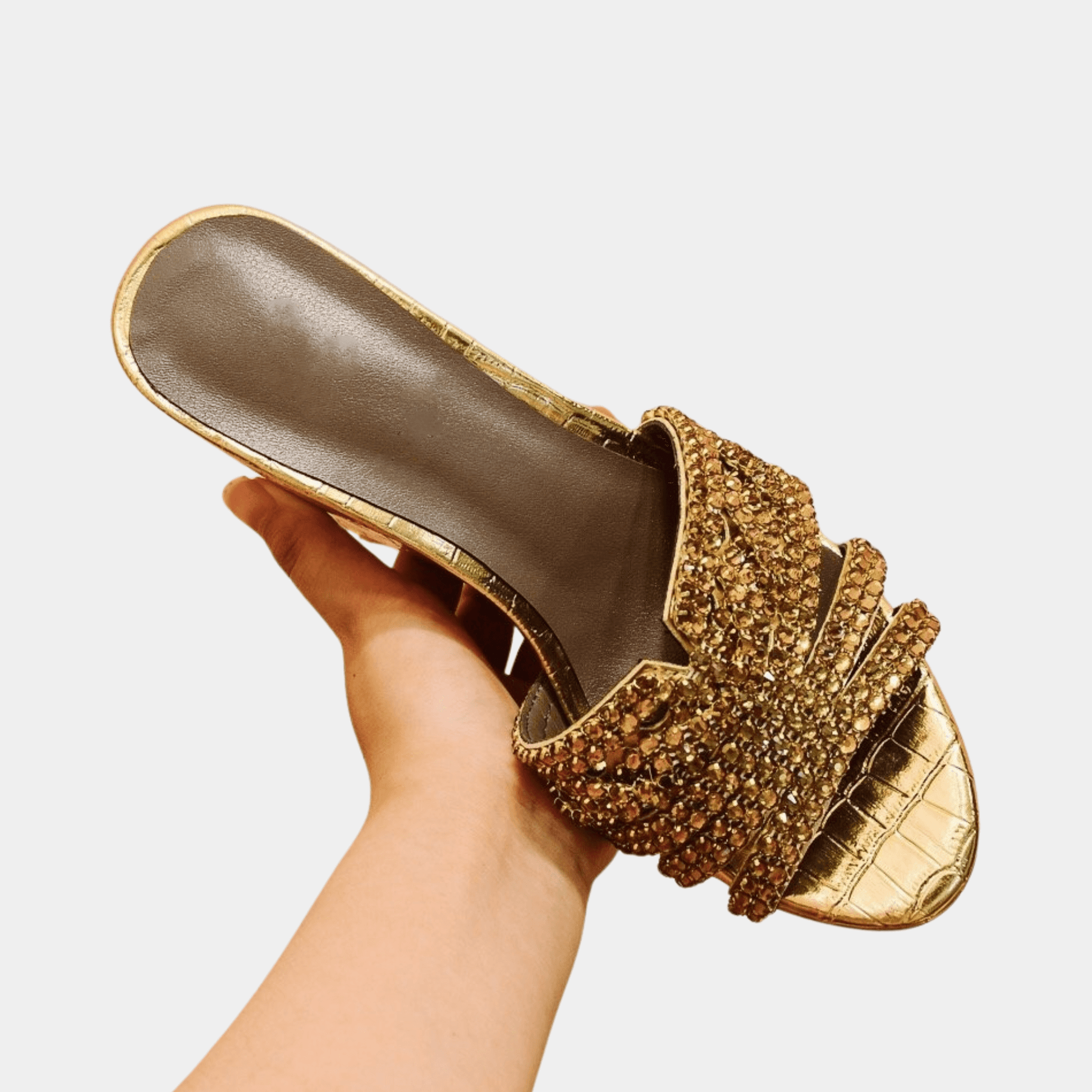 Fashion Wedge Heel Rhinestone Slippers for women, featuring leather upper, rubber sole, and sparkling rhinestones in multiple colors