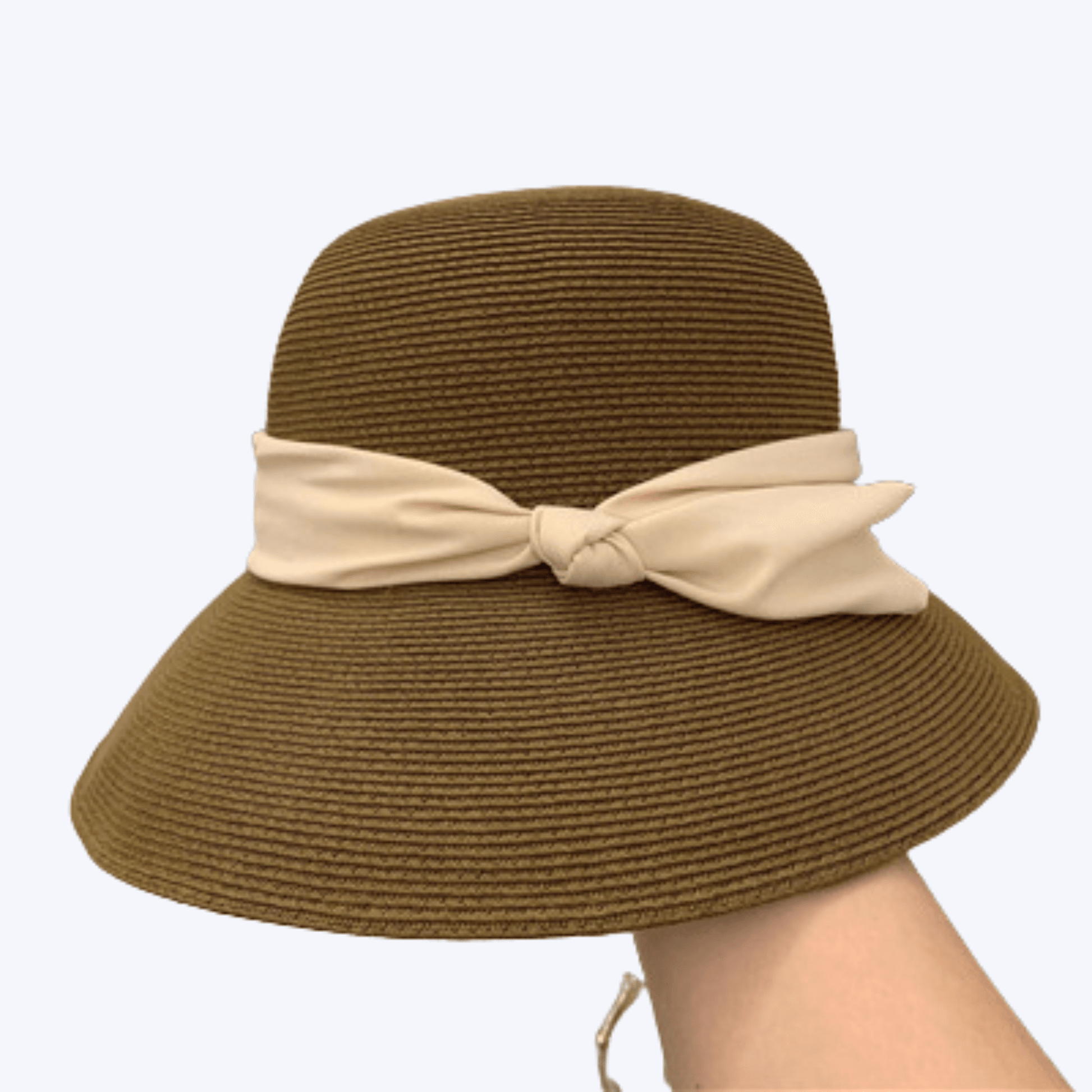 Foldable Wide Brim Sun Hat for Women, UV protection, breathable straw material, Korean style with bow accent, perfect for summer