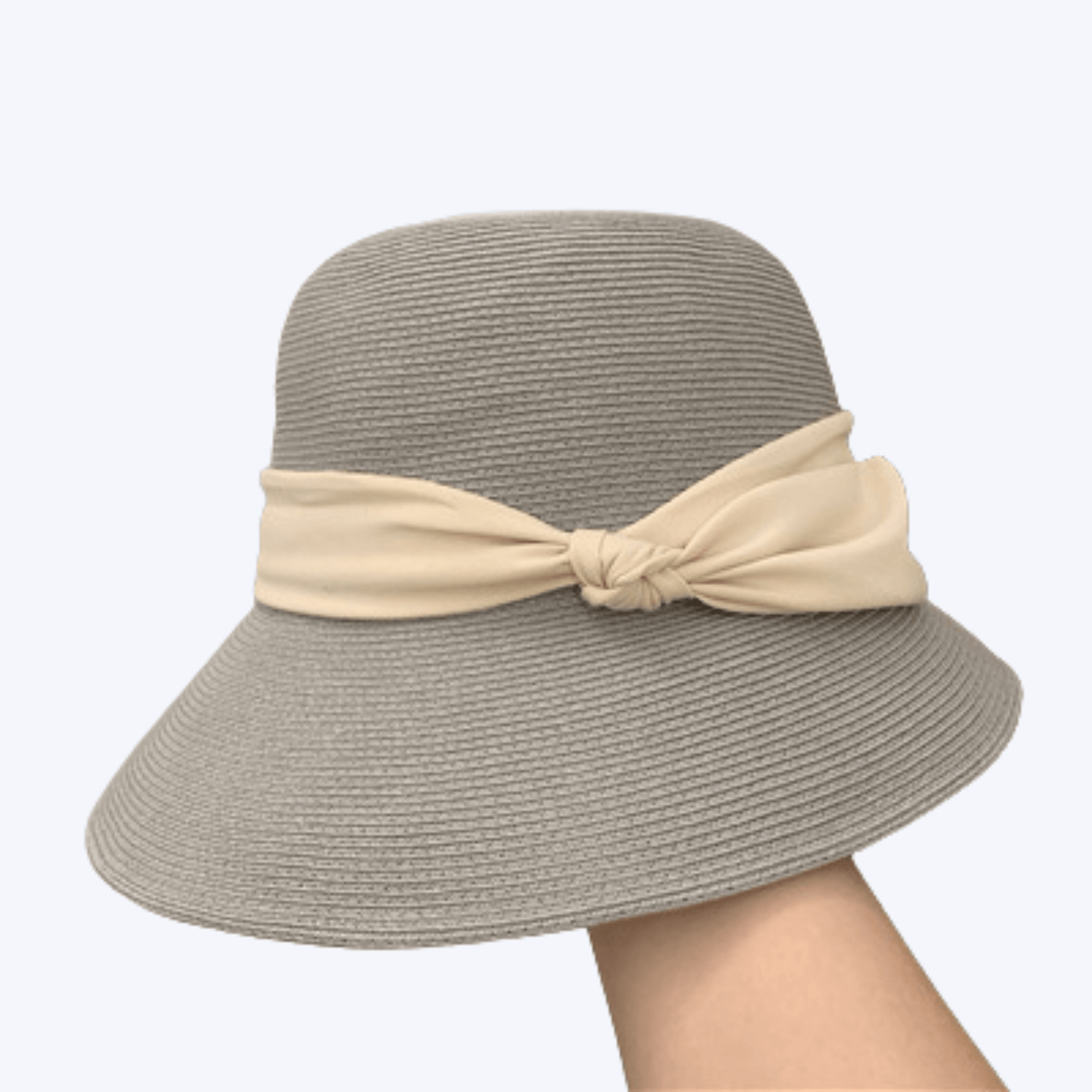 Foldable Wide Brim Sun Hat for Women, UV protection, breathable straw material, Korean style with bow accent, perfect for summer