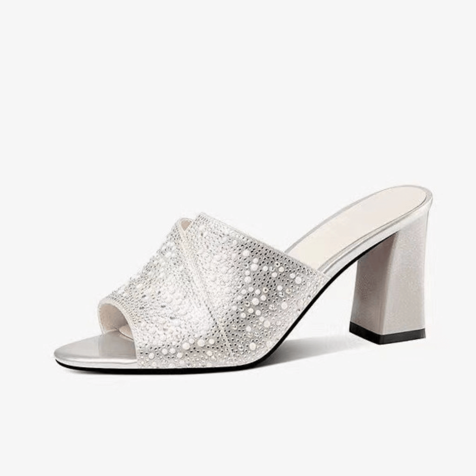 Genuine Leather Cowhide Slippers with thick heels. Comfortable, stylish footwear with rubber sole and PU lining. Available in Champagne Silver, sizes 35-40