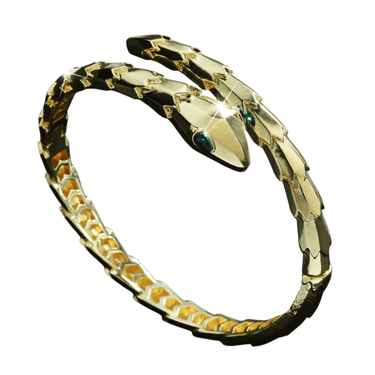 Golden snake bracelet for women, stainless steel with gilded finish, stylish jewelry available in gold and silver, cold wind design