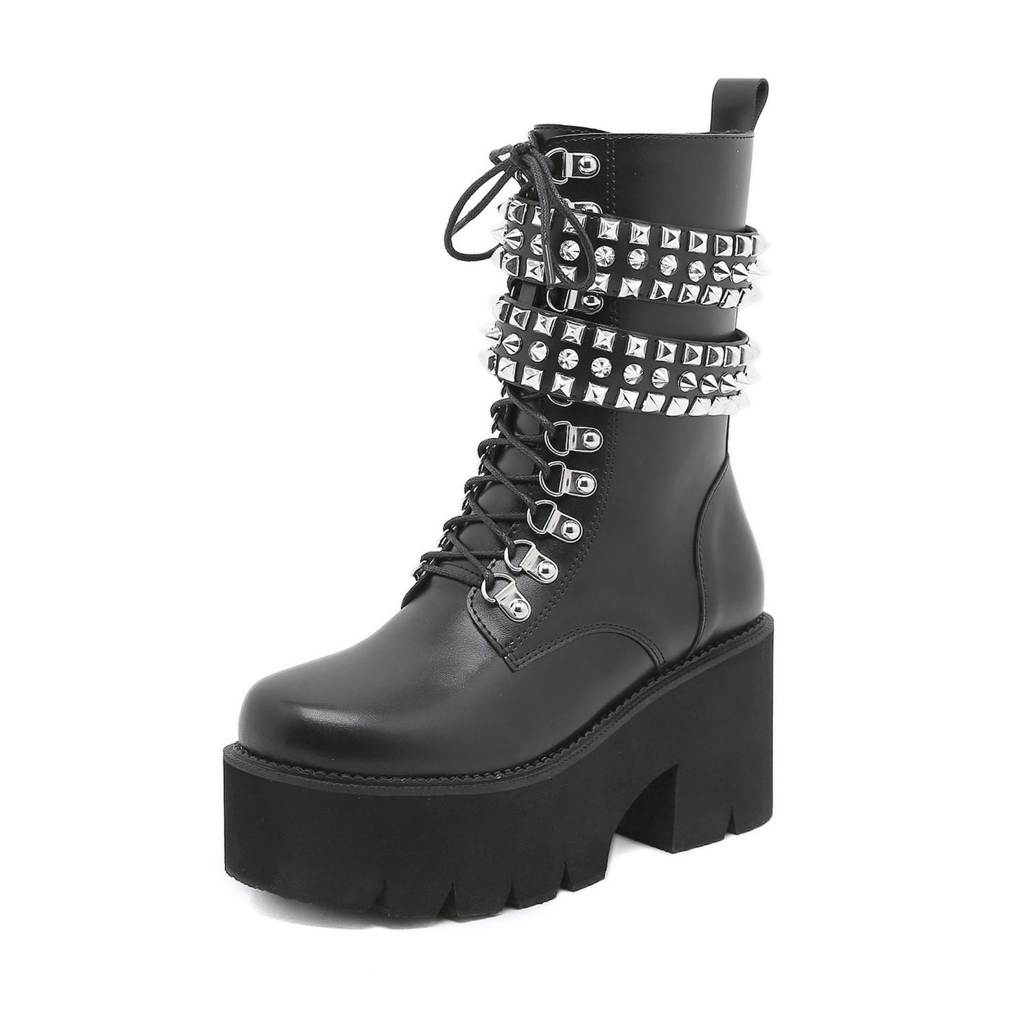 Gothic Style Fashion Rivet Mid-calf Boots For Women stylieday.com