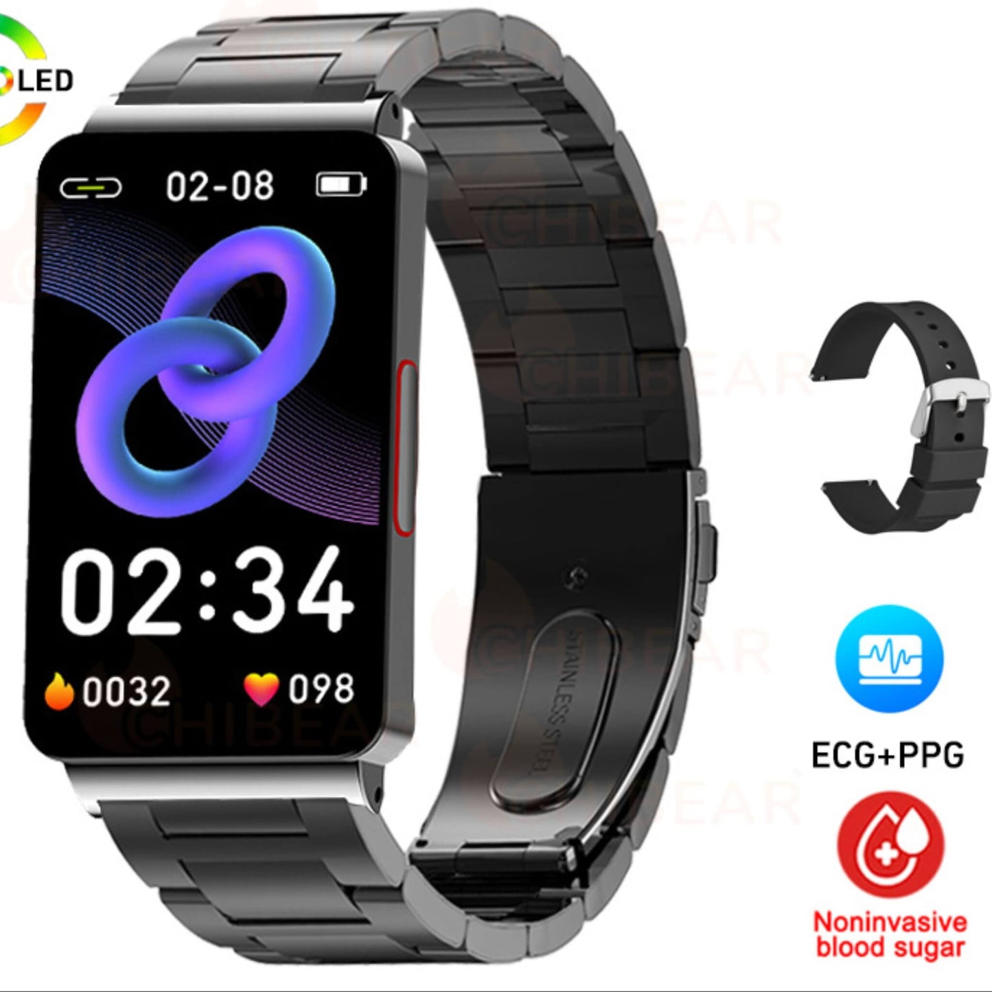 Health Monitoring Smart Bracelet with fitness tracking, heart rate, sleep monitoring, and waterproof features. Available in various colors