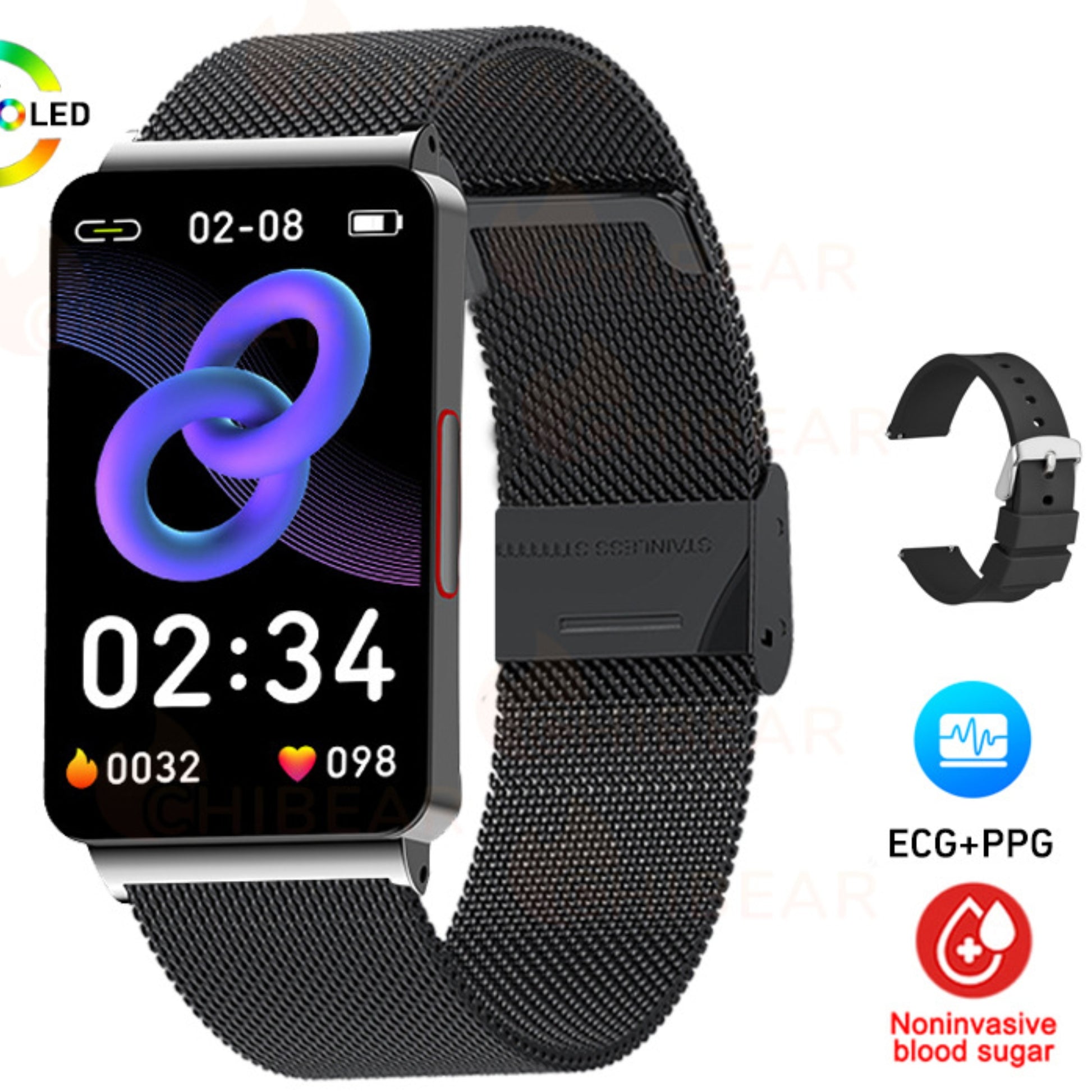 Health Monitoring Smart Bracelet with fitness tracking, heart rate, sleep monitoring, and waterproof features. Available in various colors