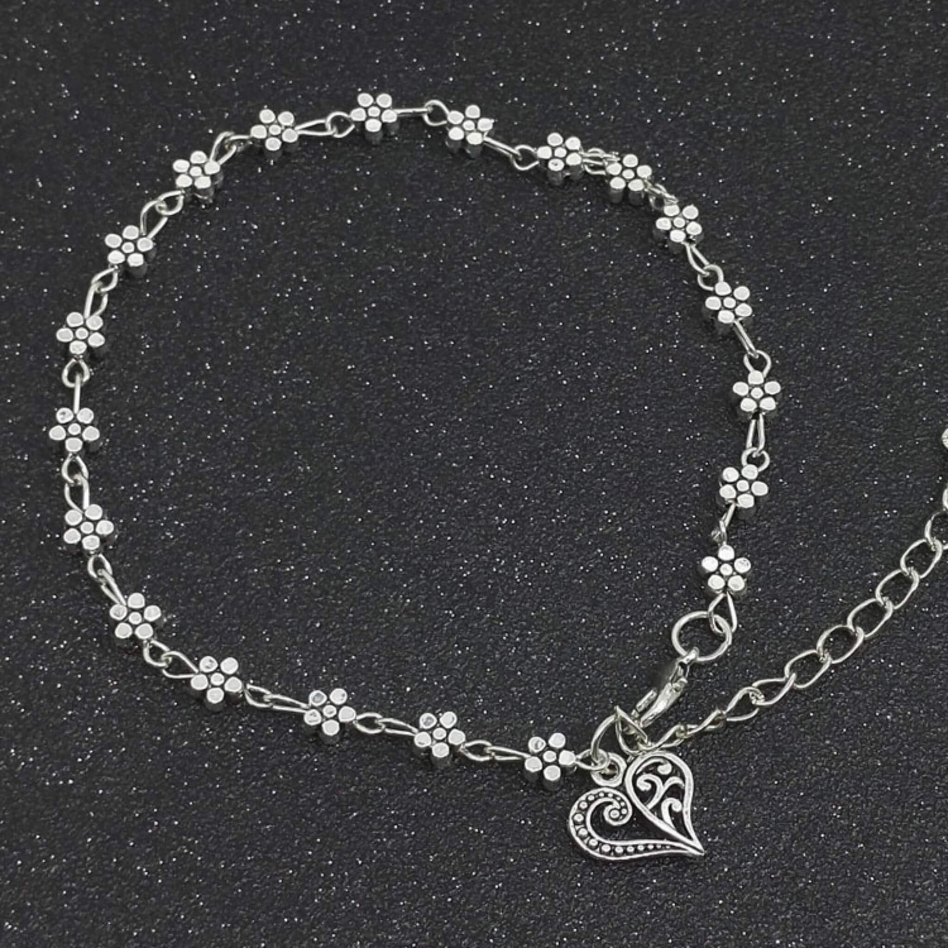 Heart-Shaped Anklet - Tibetan Silver stylieday.com