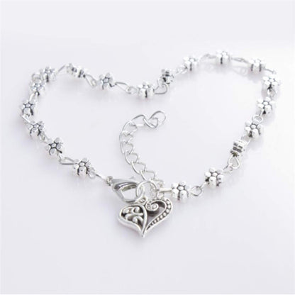 Heart-Shaped Anklet - Tibetan Silver stylieday.com