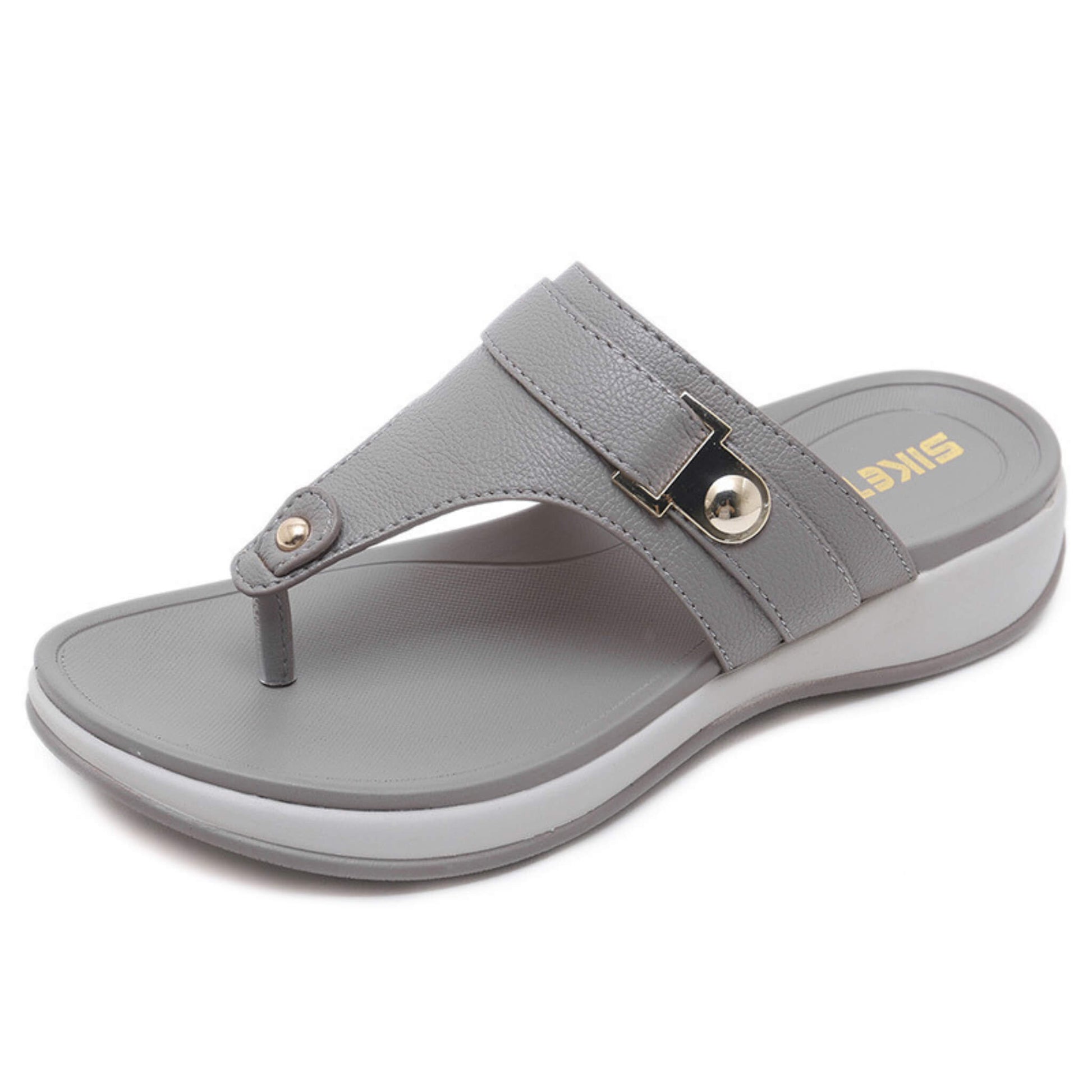 Lightweight wedge sandals with buckle, metal accents, artificial PU upper, microfiber inner, available in black, pink, and gray, sizes 35-42 for women