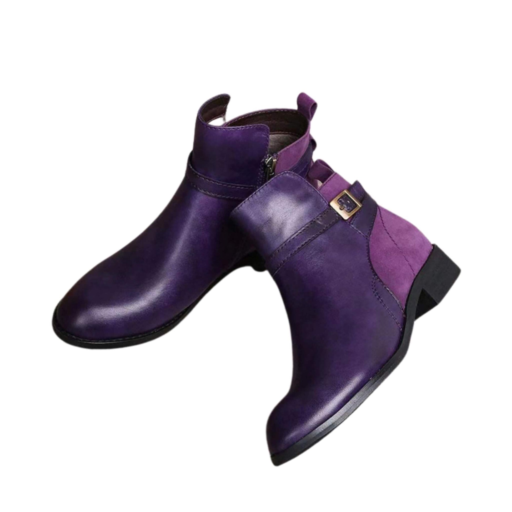 Low Heel Boot Women Buckle Shoes Fall Winter Waterproof Boots stylieday.com