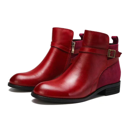 Low Heel Boot Women Buckle Shoes Fall Winter Waterproof Boots stylieday.com