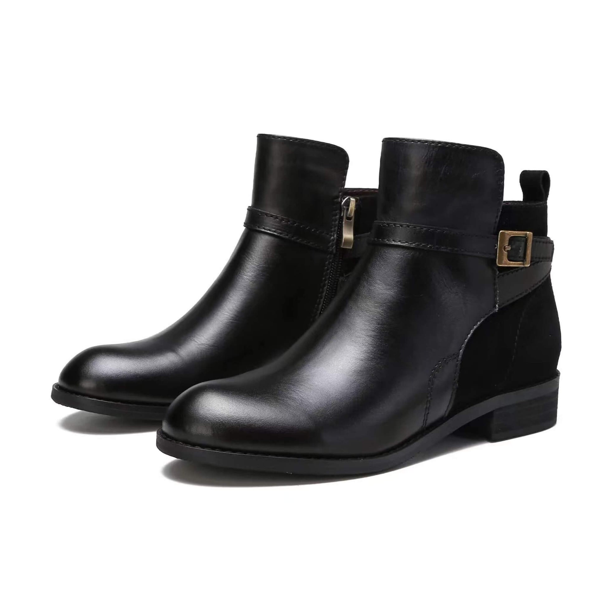 Low Heel Boot Women Buckle Shoes Fall Winter Waterproof Boots stylieday.com