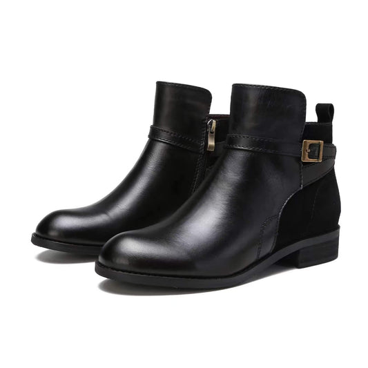 Low Heel Boot Women Buckle Shoes Fall Winter Waterproof Boots stylieday.com