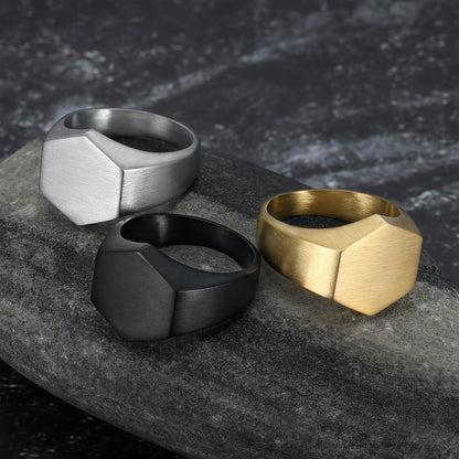 Simple Geometric Titanium Steel Neutral Ring