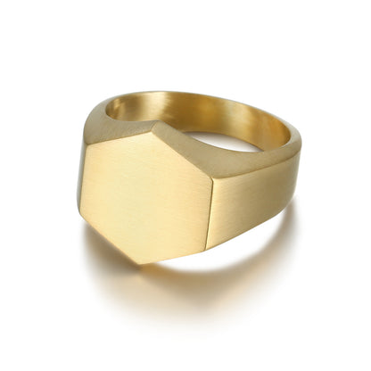 Simple Geometric Titanium Steel Neutral Ring