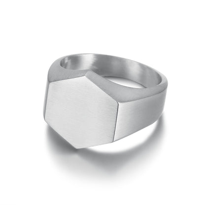 Simple Geometric Titanium Steel Neutral Ring