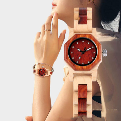 Octagon Diamond Wooden Watch stylieday.com