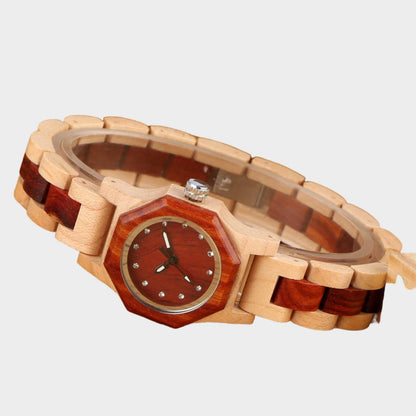 Octagon Diamond Wooden Watch stylieday.com