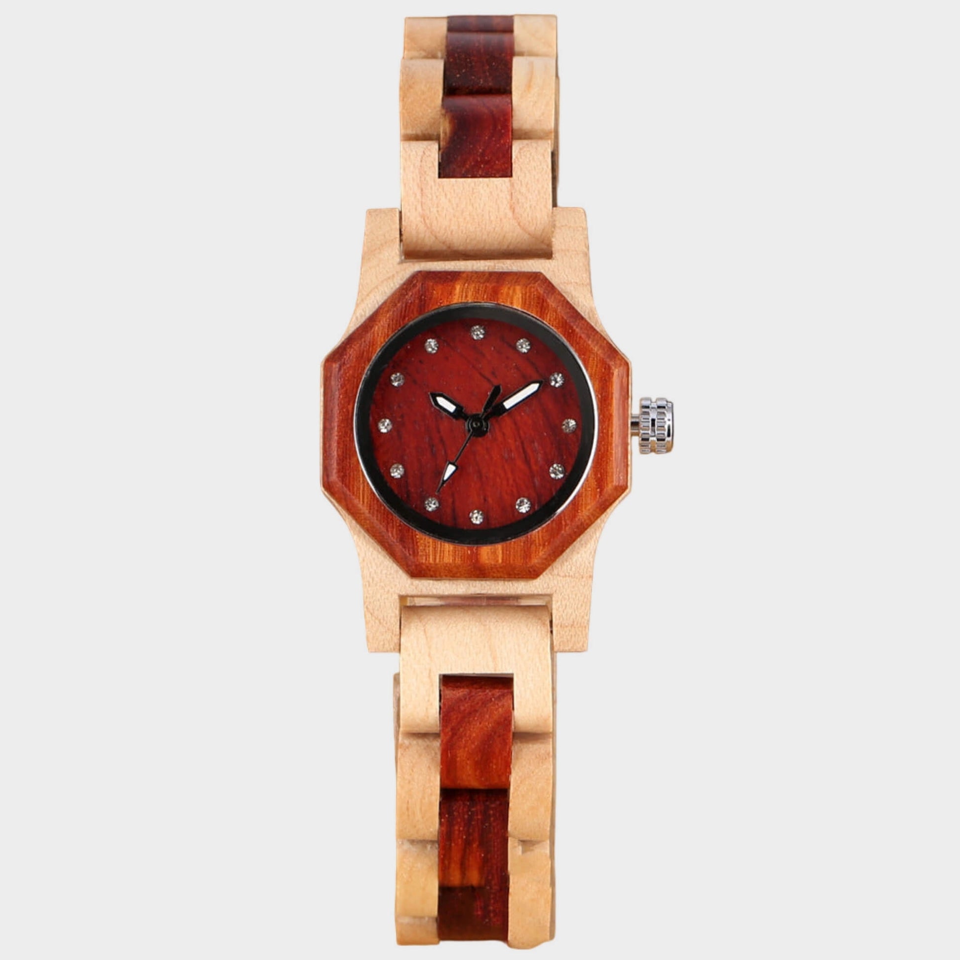 Octagon Diamond Wooden Watch stylieday.com