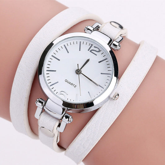 PU strap circle bracelet watch, fashionable timepiece with a sleek round dial and comfortable PU band for casual or formal wear