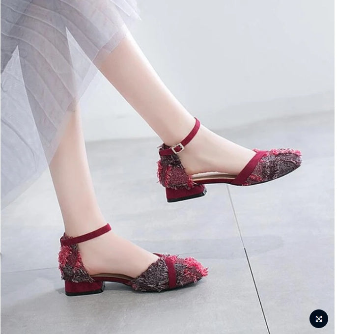 Women’s ankle strap D'Orsay flats in high-quality suede with a 3CM low heel, available in multiple colors. Comfortable and stylish for everyday wear