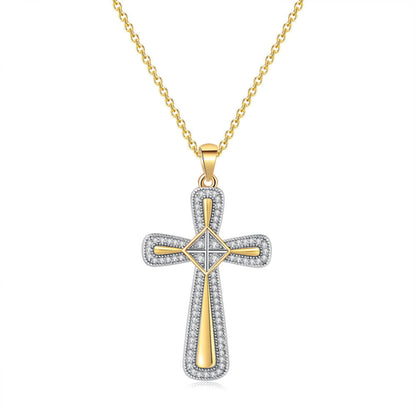 Zircon gold full diamond cross pendant necklace stylieday.com