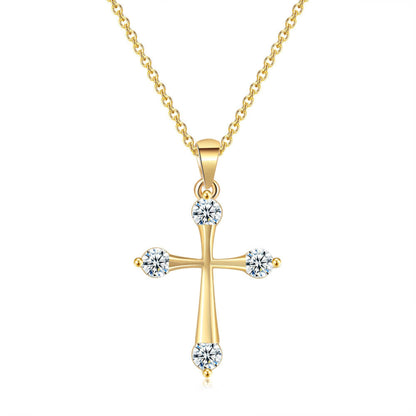 Zircon gold full diamond cross pendant necklace stylieday.com