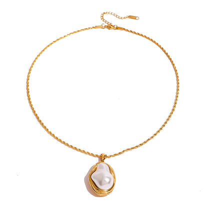 Fashion Jewelry New Women's Stainless Steel Pearl Necklace