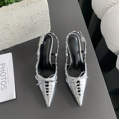 Pointed Stiletto Low-cut Fashion Front Strap Slingback Sandals