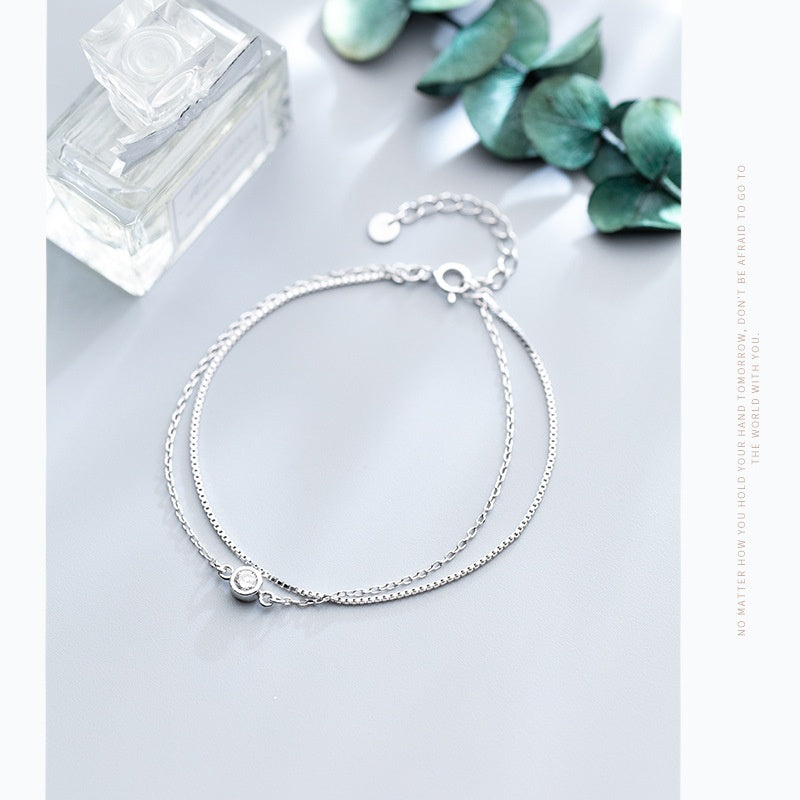 Diamond Double-Layer Silver Bracelet