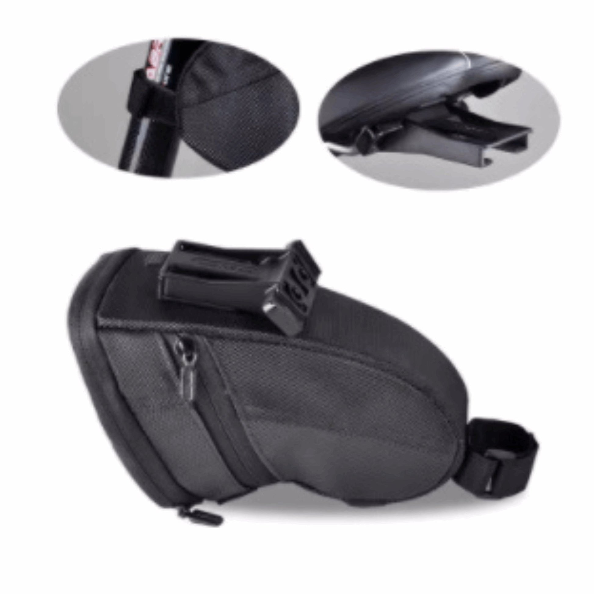 Compact, water-resistant bike tail bag for essentials. Quick saddle attachment, reflective details for night safety, durable for all-weather cycling