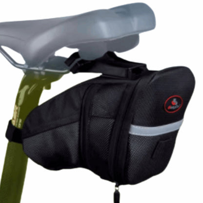 Compact, water-resistant bike tail bag for essentials. Quick saddle attachment, reflective details for night safety, durable for all-weather cycling