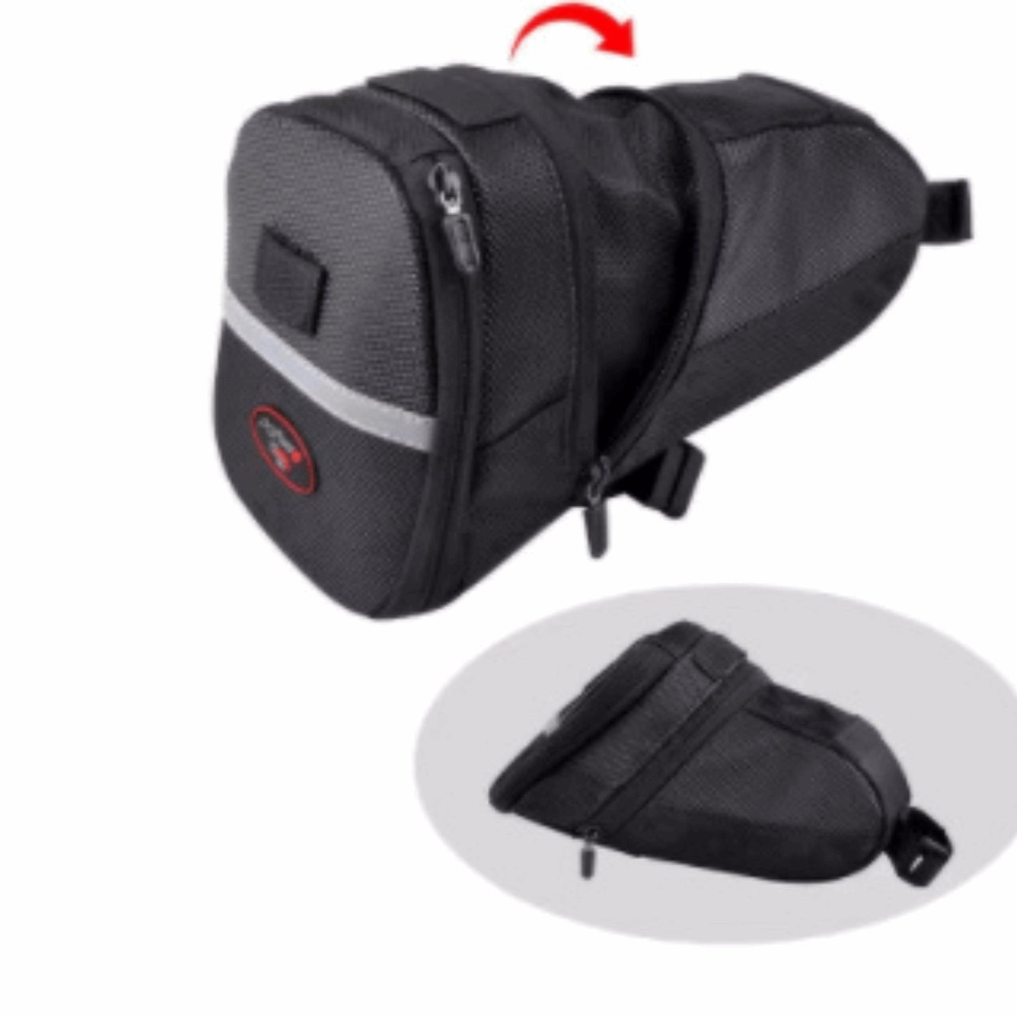 Compact, water-resistant bike tail bag for essentials. Quick saddle attachment, reflective details for night safety, durable for all-weather cycling