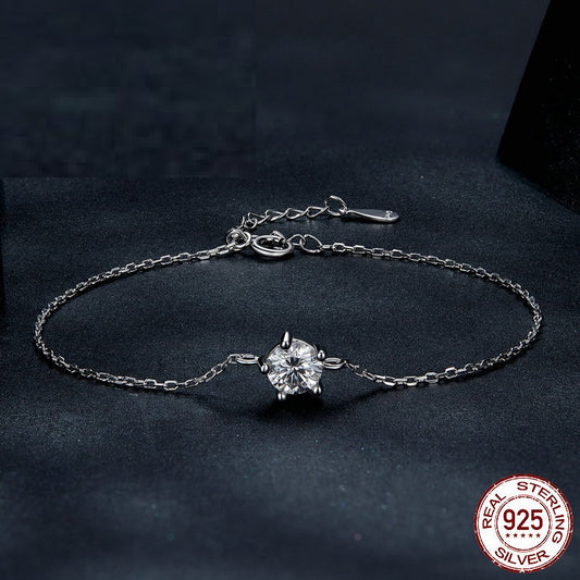 S925 Sterling Silver Moissanite Claw Bracelet