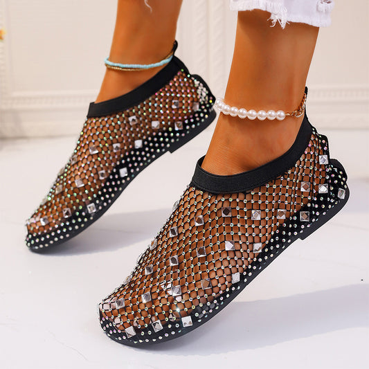 Rhinestone Mesh Sandals