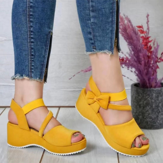 Plus Size Suede Wedge Sandals