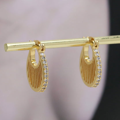 18K Gold Zircon Hoop Earrings