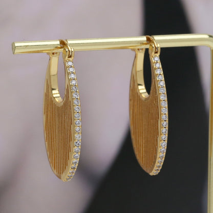 18K Gold Zircon Hoop Earrings