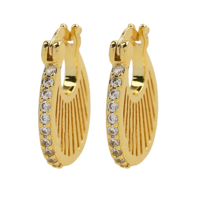 18K Gold Zircon Hoop Earrings