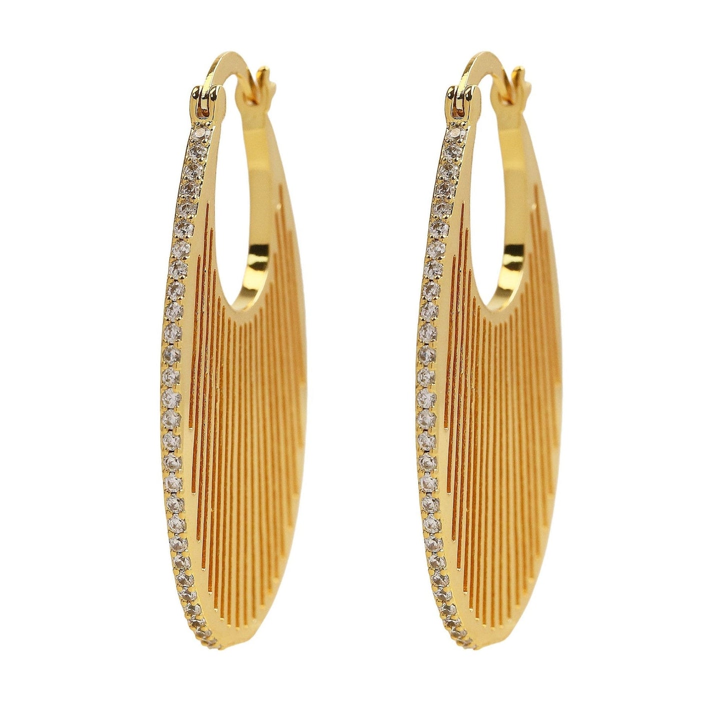 18K Gold Zircon Hoop Earrings